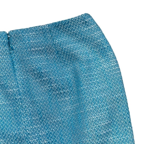 Talbots Blue Turquoise & White Texturized Tweed Pencil Skirt US 4P - Picture 5 of 9